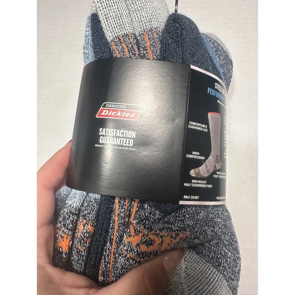 3‎ pairs mens DICKIES steel tow crew thermal wool blend crew socks size 6-12